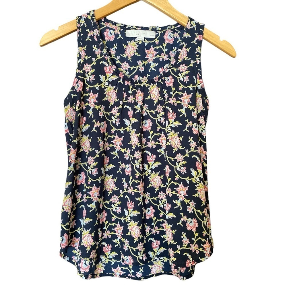 Navy Blue LOFT Floral Tank Top